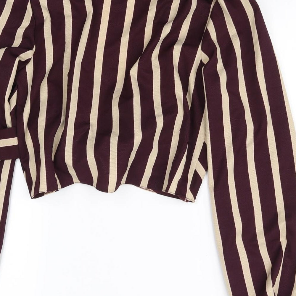 Primark Womens Purple Striped  Cropped Blouse Size 10