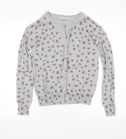 Atmosphere Womens Grey Floral Knit Cardigan Jumper Size 4