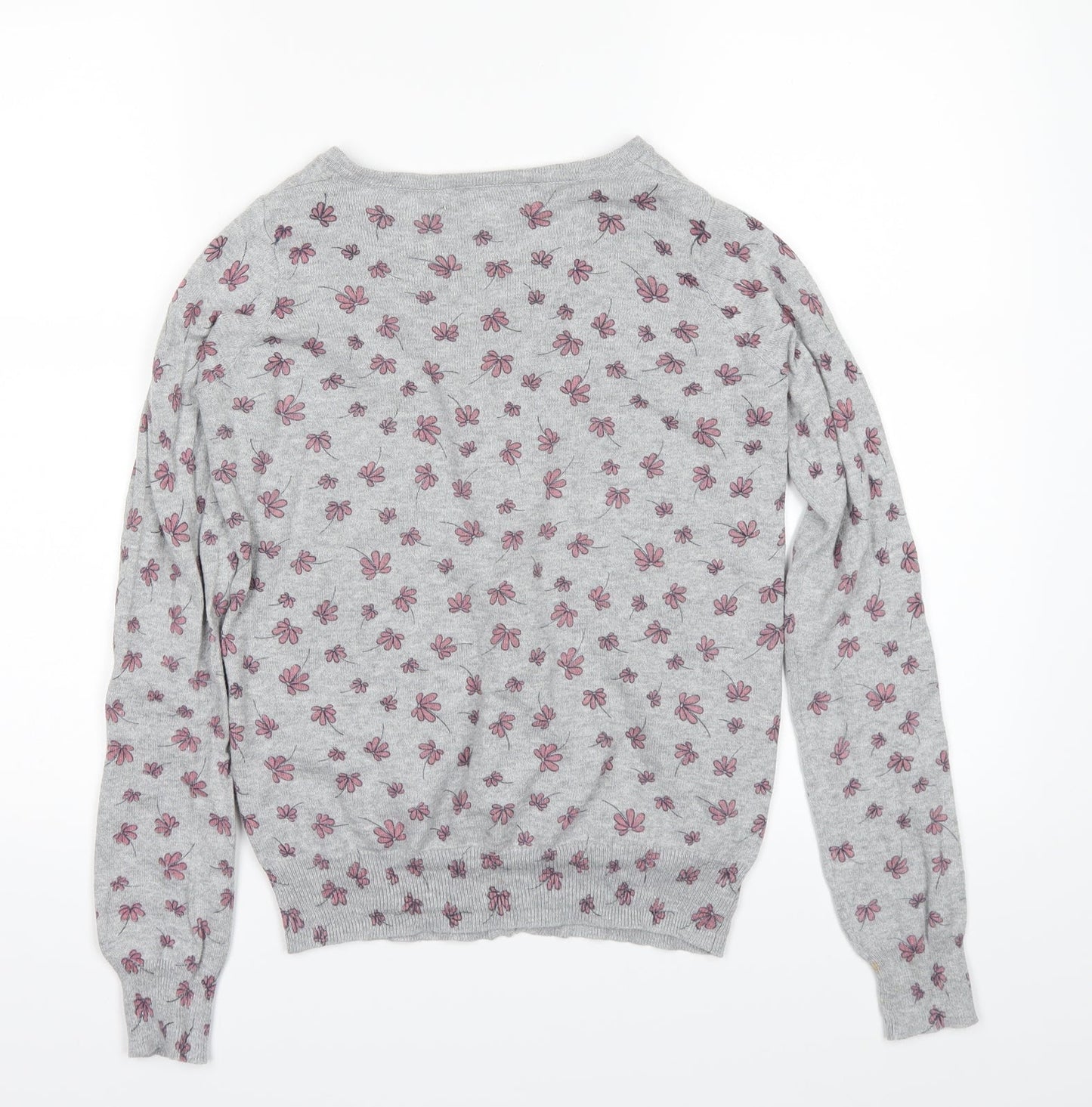 Atmosphere Womens Grey Floral Knit Cardigan Jumper Size 4