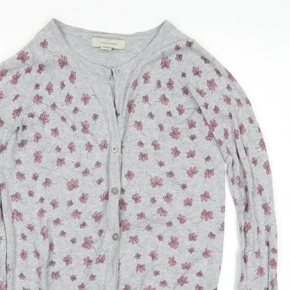 Atmosphere Womens Grey Floral Knit Cardigan Jumper Size 4