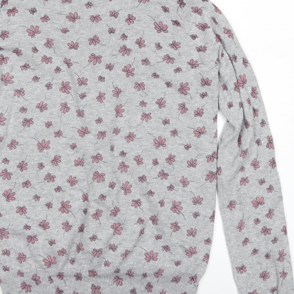 Atmosphere Womens Grey Floral Knit Cardigan Jumper Size 4