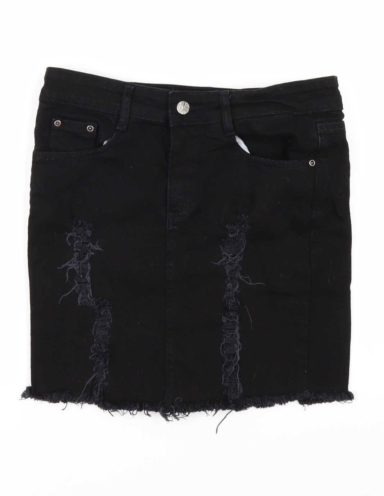 Oromiss Womens Black  Denim Straight & Pencil Skirt Size 30 in