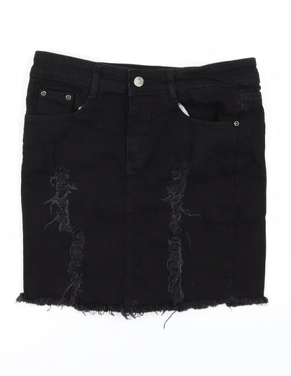 Oromiss Womens Black  Denim Straight & Pencil Skirt Size 30 in