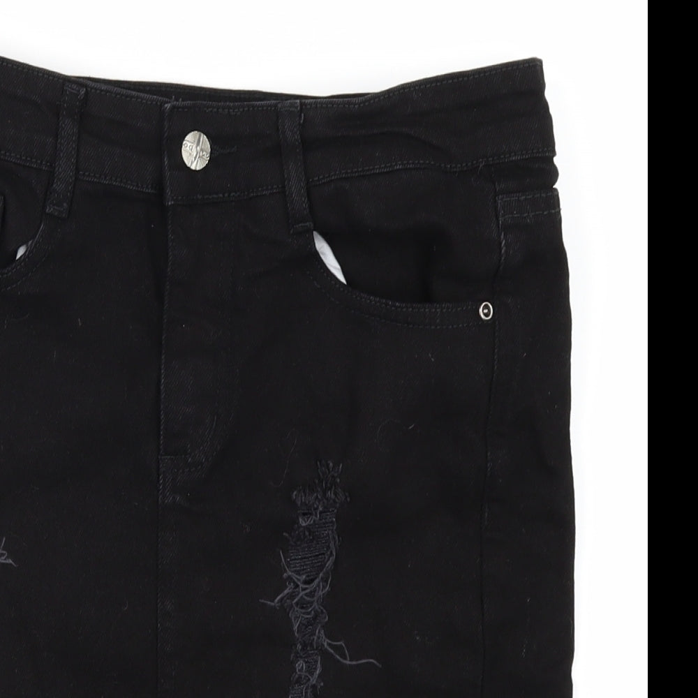 Oromiss Womens Black  Denim Straight & Pencil Skirt Size 30 in