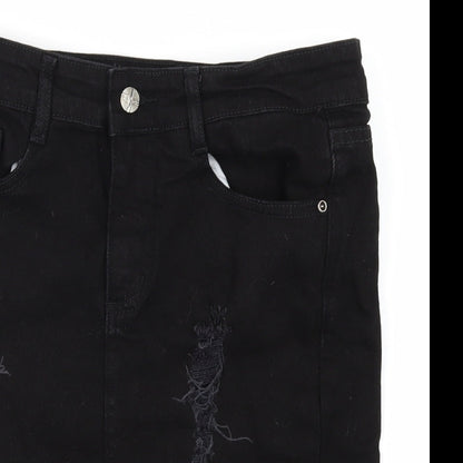 Oromiss Womens Black  Denim Straight & Pencil Skirt Size 30 in