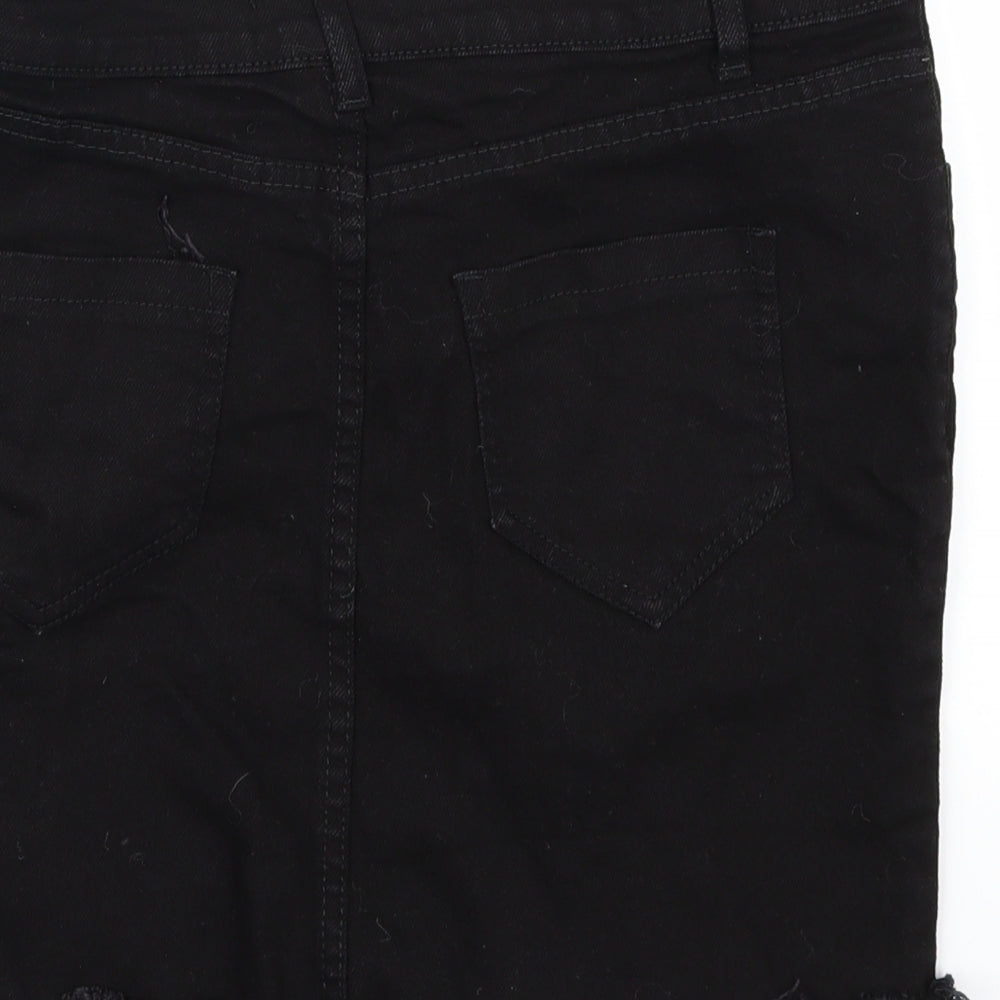 Oromiss Womens Black  Denim Straight & Pencil Skirt Size 30 in