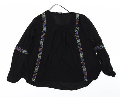 Womens UK Size 10 Atmosphere Black Basic Blouse