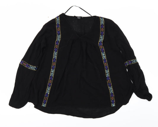 Womens UK Size 10 Atmosphere Black Basic Blouse