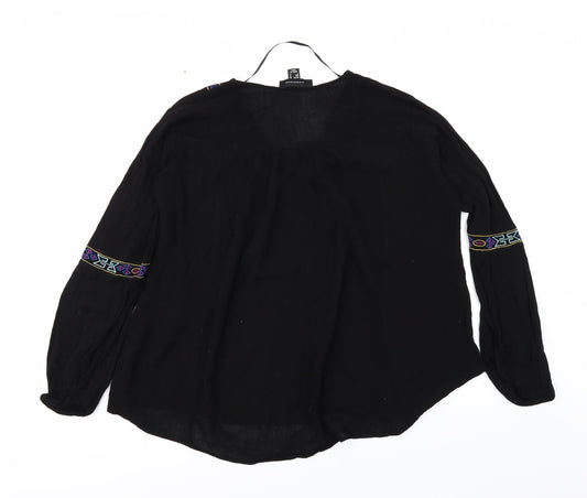 Womens UK Size 10 Atmosphere Black Basic Blouse