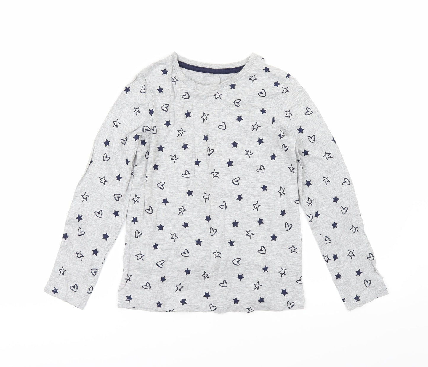 George Girls Grey Geometric Jersey Basic T-Shirt Size 8-9 Years
