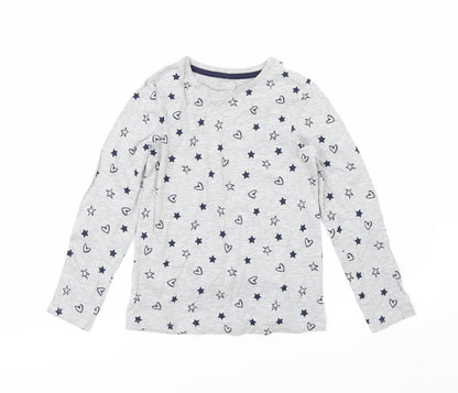 George Girls Grey Geometric Jersey Basic T-Shirt Size 8-9 Years