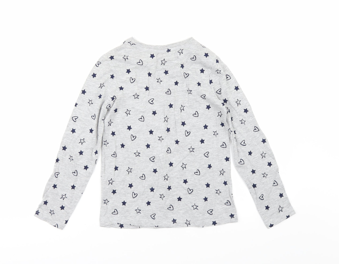 George Girls Grey Geometric Jersey Basic T-Shirt Size 8-9 Years