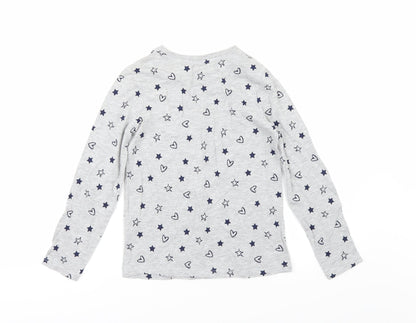 George Girls Grey Geometric Jersey Basic T-Shirt Size 8-9 Years