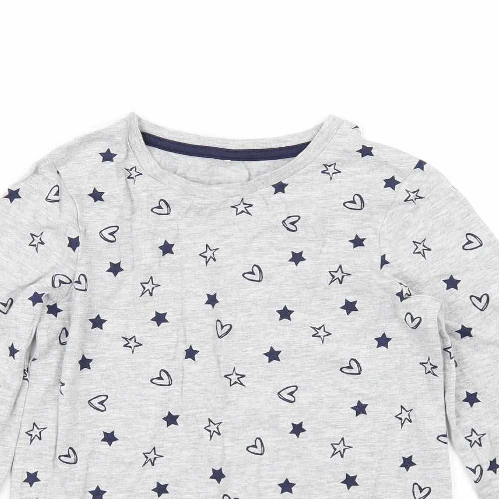George Girls Grey Geometric Jersey Basic T-Shirt Size 8-9 Years