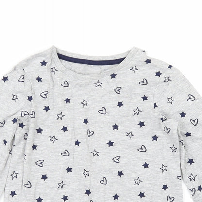 George Girls Grey Geometric Jersey Basic T-Shirt Size 8-9 Years