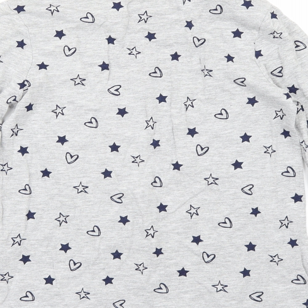 George Girls Grey Geometric Jersey Basic T-Shirt Size 8-9 Years