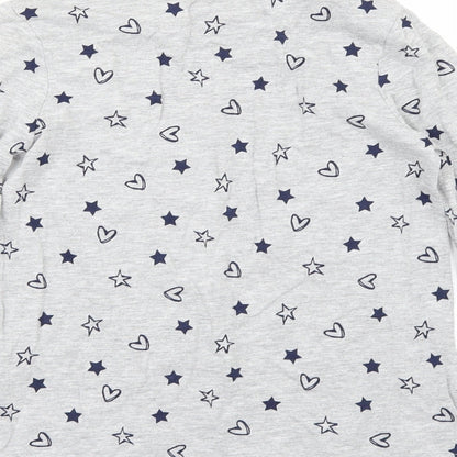 George Girls Grey Geometric Jersey Basic T-Shirt Size 8-9 Years