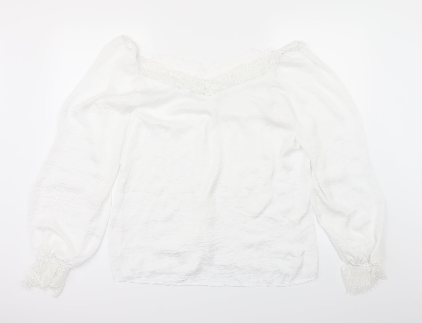Womens UK Size L Preworn White Basic Blouse
