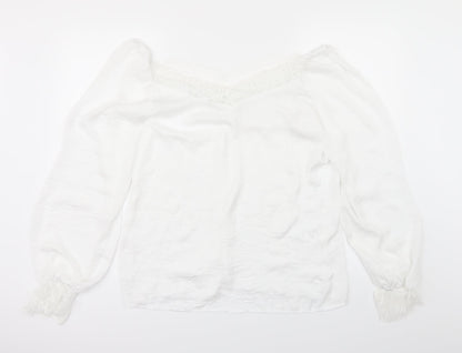 Womens UK Size L Preworn White Basic Blouse