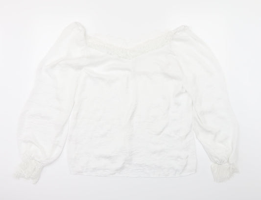 Womens UK Size L Preworn White Basic Blouse