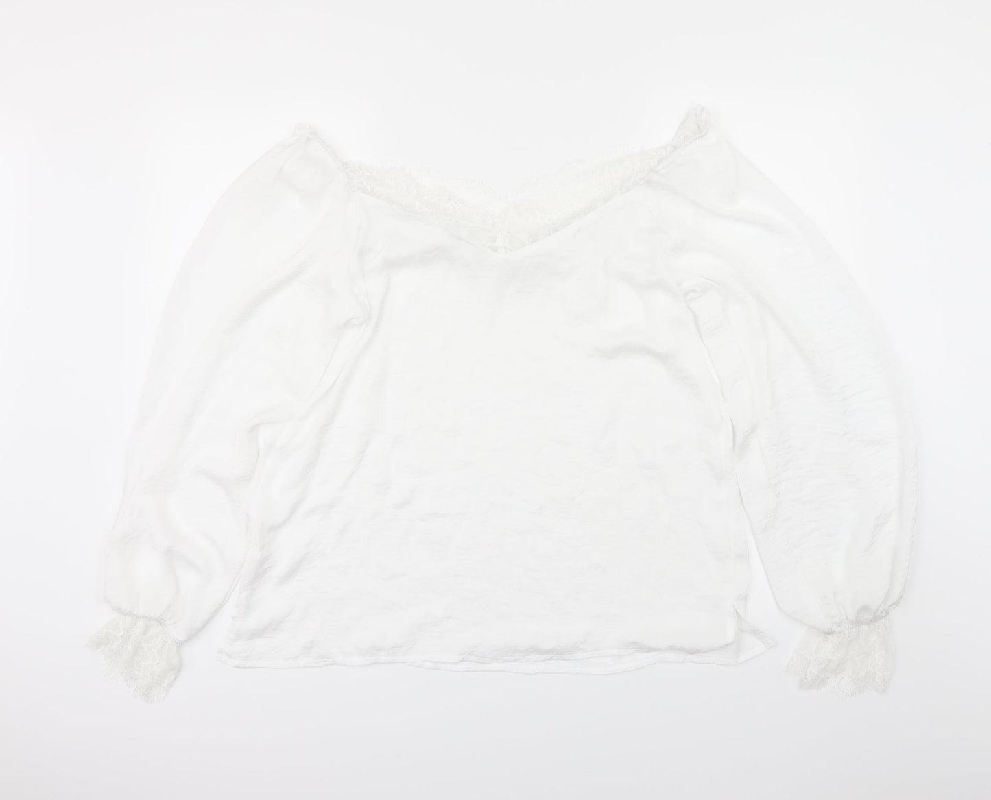 Womens UK Size L Preworn White Basic Blouse
