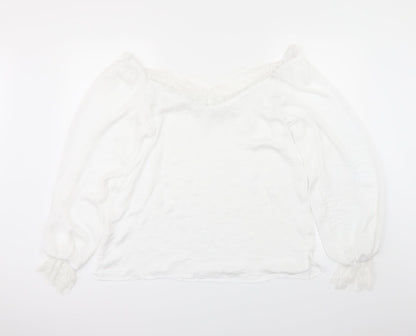 Womens UK Size L Preworn White Basic Blouse