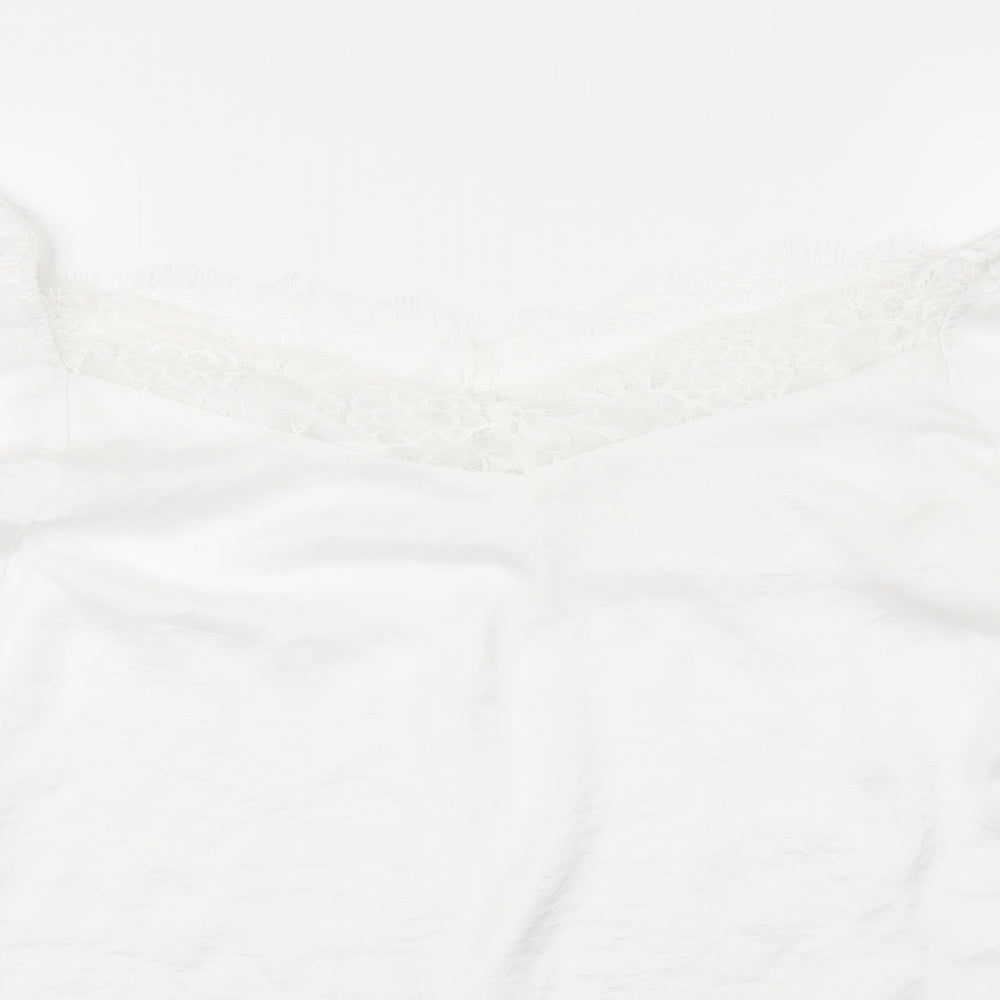 Womens UK Size L Preworn White Basic Blouse