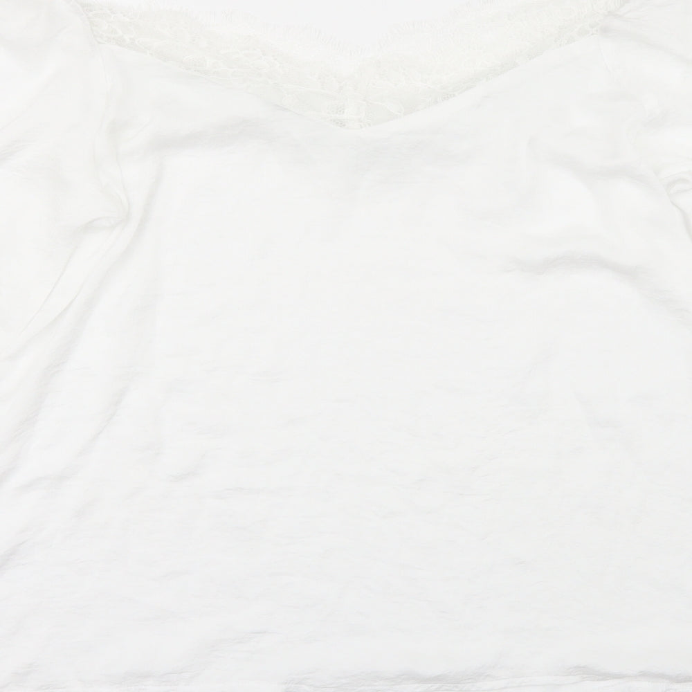 Womens UK Size L Preworn White Basic Blouse