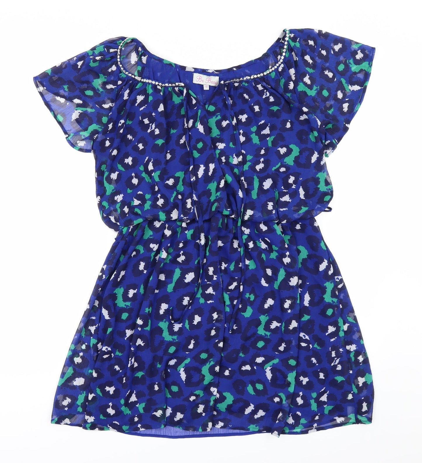 Be Beau Womens Blue Animal Print  Shift  Size 12