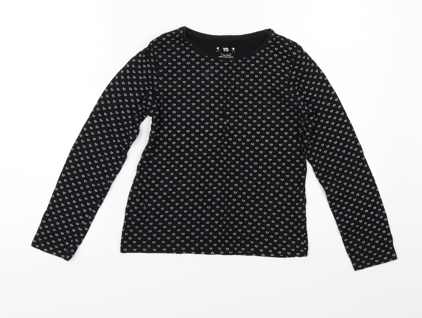 Young Dimension Girls Black Geometric Jersey Basic T-Shirt Size 9-10 Years