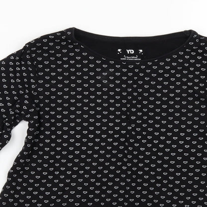 Young Dimension Girls Black Geometric Jersey Basic T-Shirt Size 9-10 Years