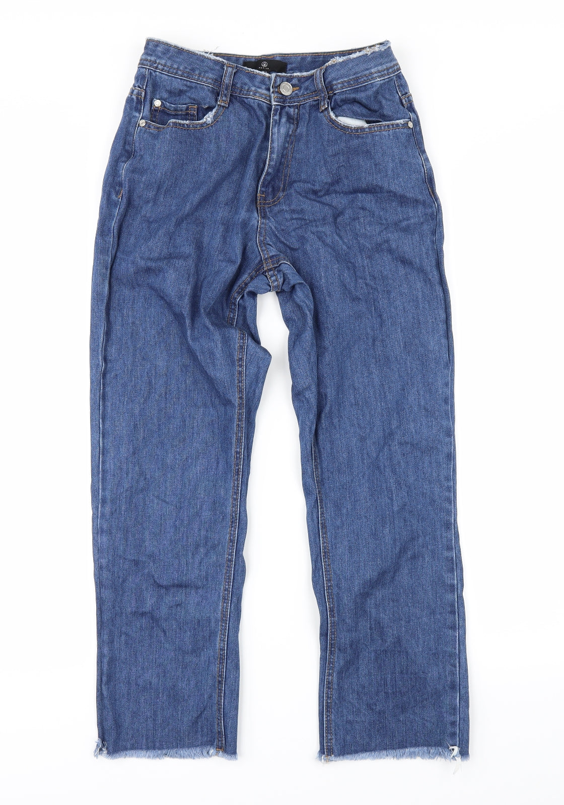 Missguided Womens Black  Denim Straight Jeans Size 8 L24 in