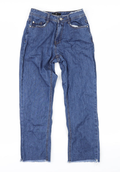 Missguided Womens Black  Denim Straight Jeans Size 8 L24 in