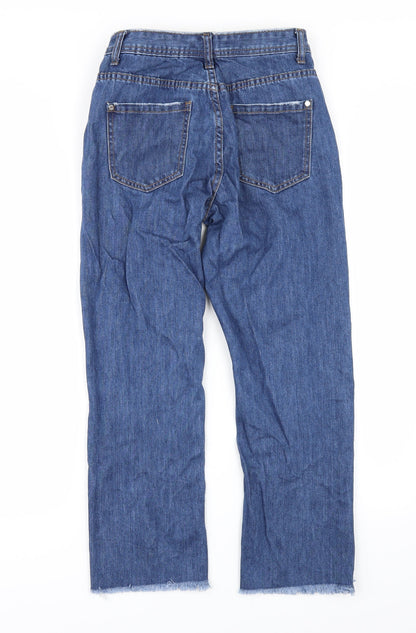 Missguided Womens Black  Denim Straight Jeans Size 8 L24 in