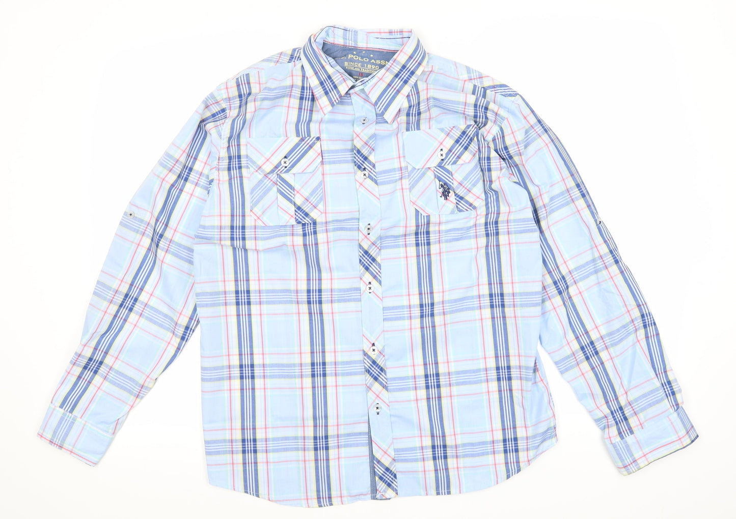 US Polo Assn. Mens Blue Check   Button-Up Size S