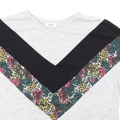Papaya Womens Grey Animal Print  Basic T-Shirt Size 14