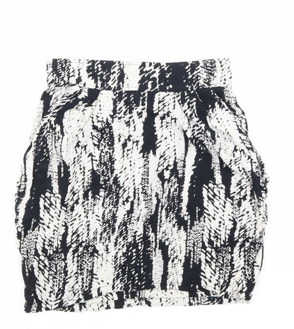H&M Womens Black Animal Print  Mini Skirt Size 6