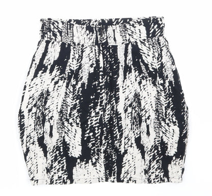 H&M Womens Black Animal Print  Mini Skirt Size 6