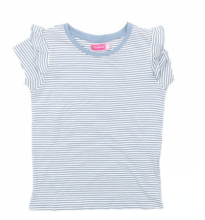 Lily & dan Girls Blue Striped  Basic T-Shirt Size 5-6 Years