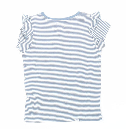 Lily & dan Girls Blue Striped  Basic T-Shirt Size 5-6 Years