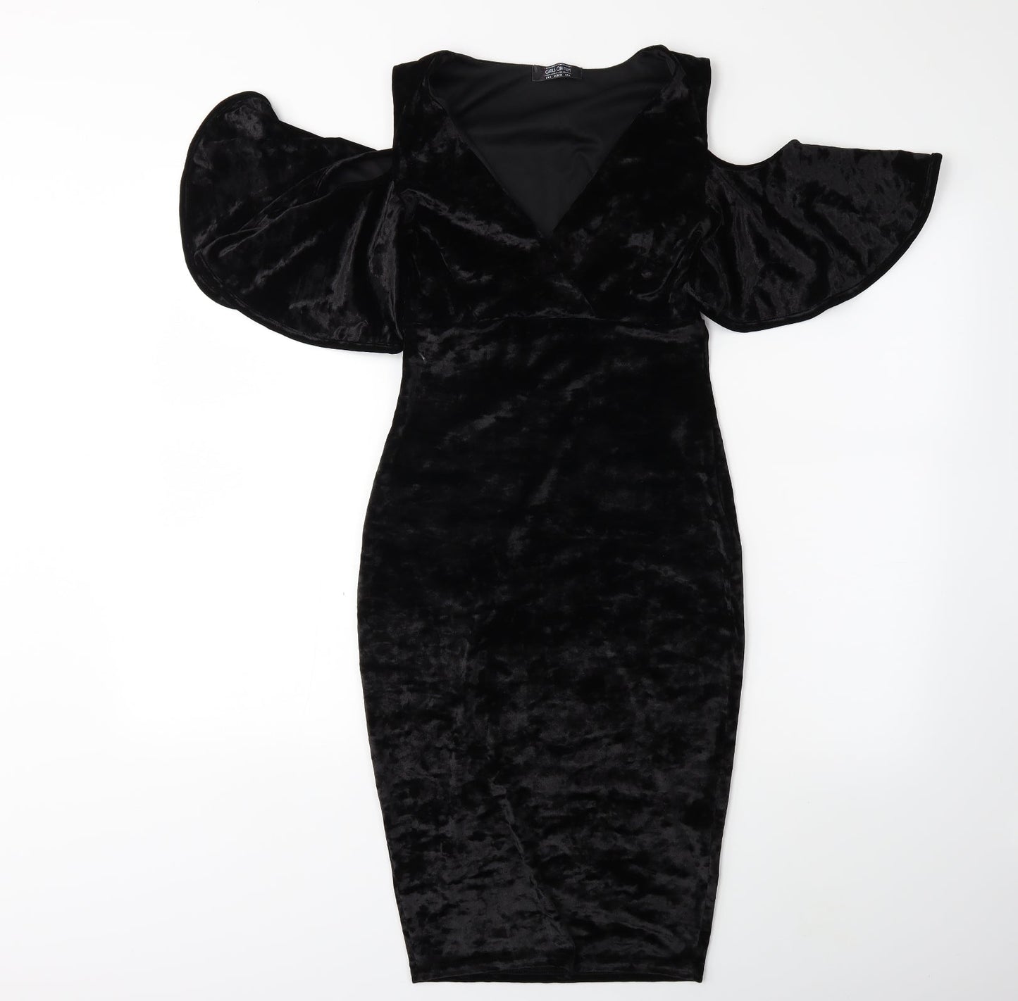 Girls On Film Womens Black  Velour Bodycon  Size 8