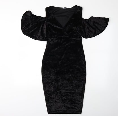 Girls On Film Womens Black  Velour Bodycon  Size 8