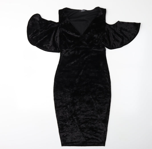 Girls On Film Womens Black  Velour Bodycon  Size 8