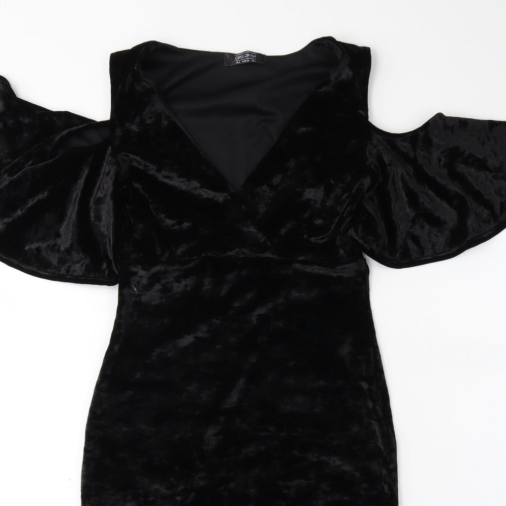 Girls On Film Womens Black  Velour Bodycon  Size 8