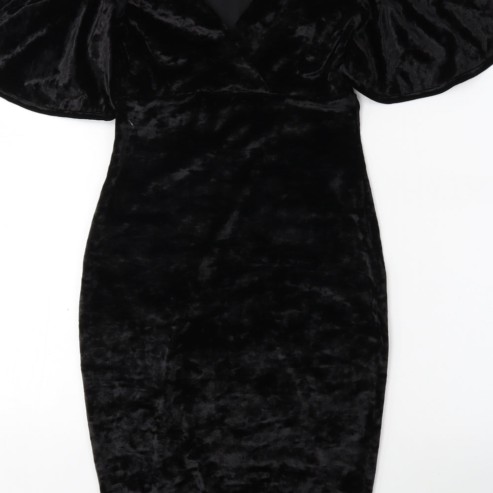 Girls On Film Womens Black  Velour Bodycon  Size 8