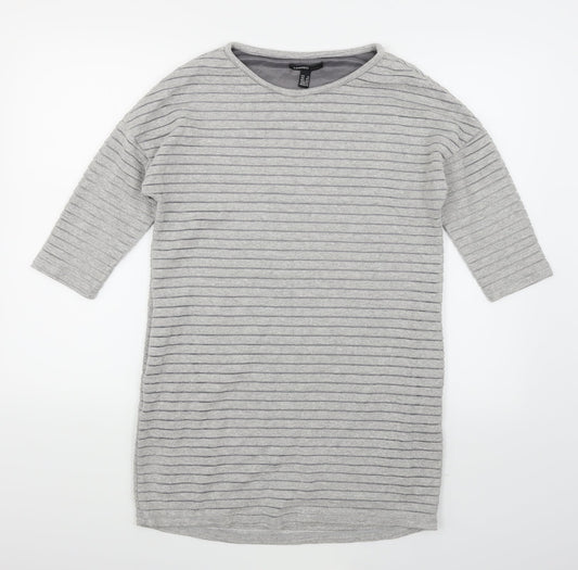 Mango Womens Grey Striped  Jumper Dress  Size XS