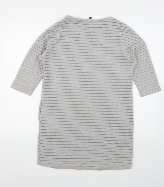 Mango Womens Grey Striped  Jumper Dress  Size XS