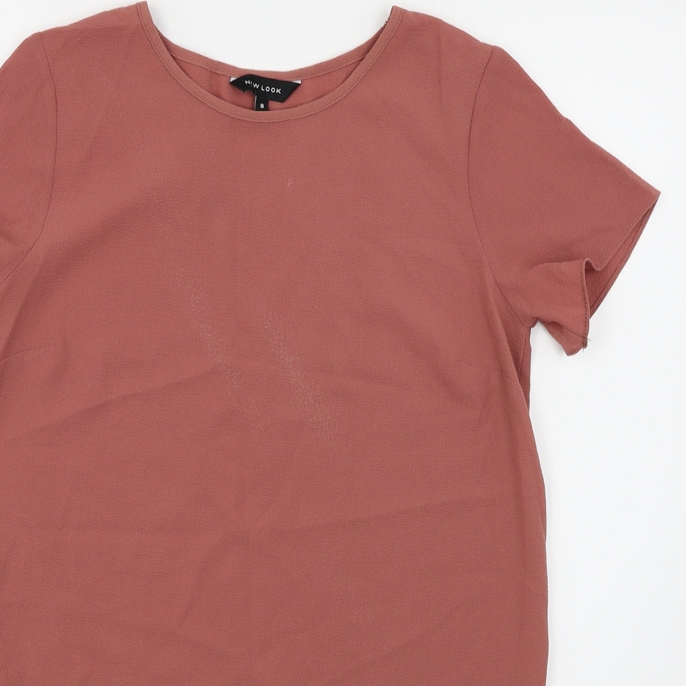 Womens UK Size 8 New Look Pink Basic Blouse
