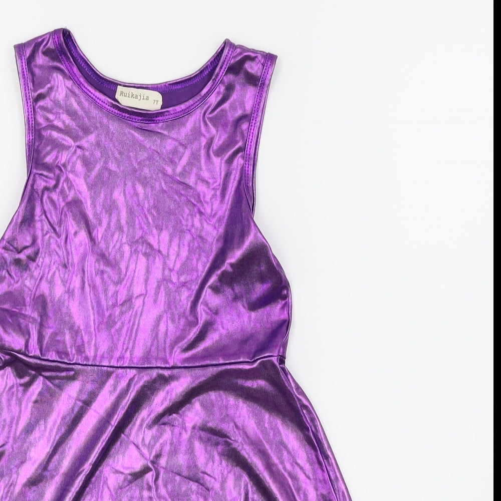 Ruikajia Girls Purple   Skater Dress  Size 7 Years