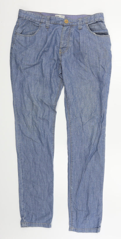 Nanny State Mens Blue  Denim Straight Jeans Size 32 in L34 in